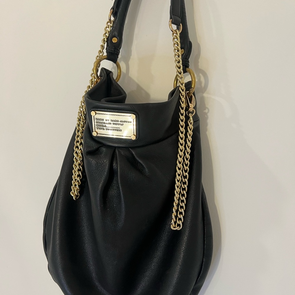 Marc Jacobs Black Shoulder Bag with Gold Chain